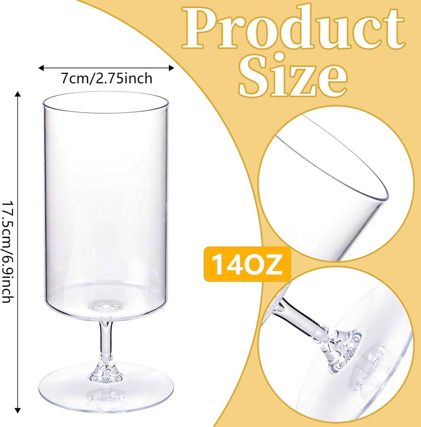 Ciaell 24 Pack Plastic Champagne Flutes - 6oz Ribbed Disposable Champagne Glasses - Clear Vintage Mimosa Glasses with Long Stem, Elegant for Weddings, Birthdays, Party