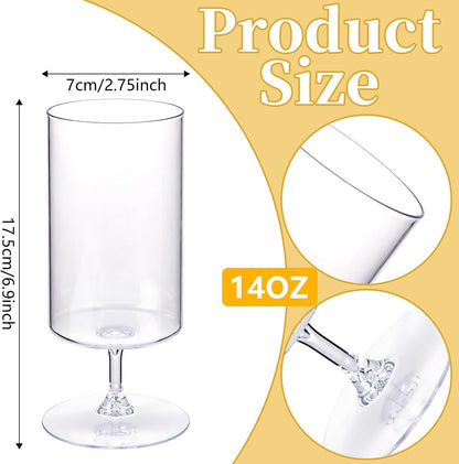 Ciaell 24 Pack Plastic Champagne Flutes - 6oz Ribbed Disposable Champagne Glasses - Clear Vintage Mimosa Glasses with Long Stem, Elegant for Weddings, Birthdays, Party