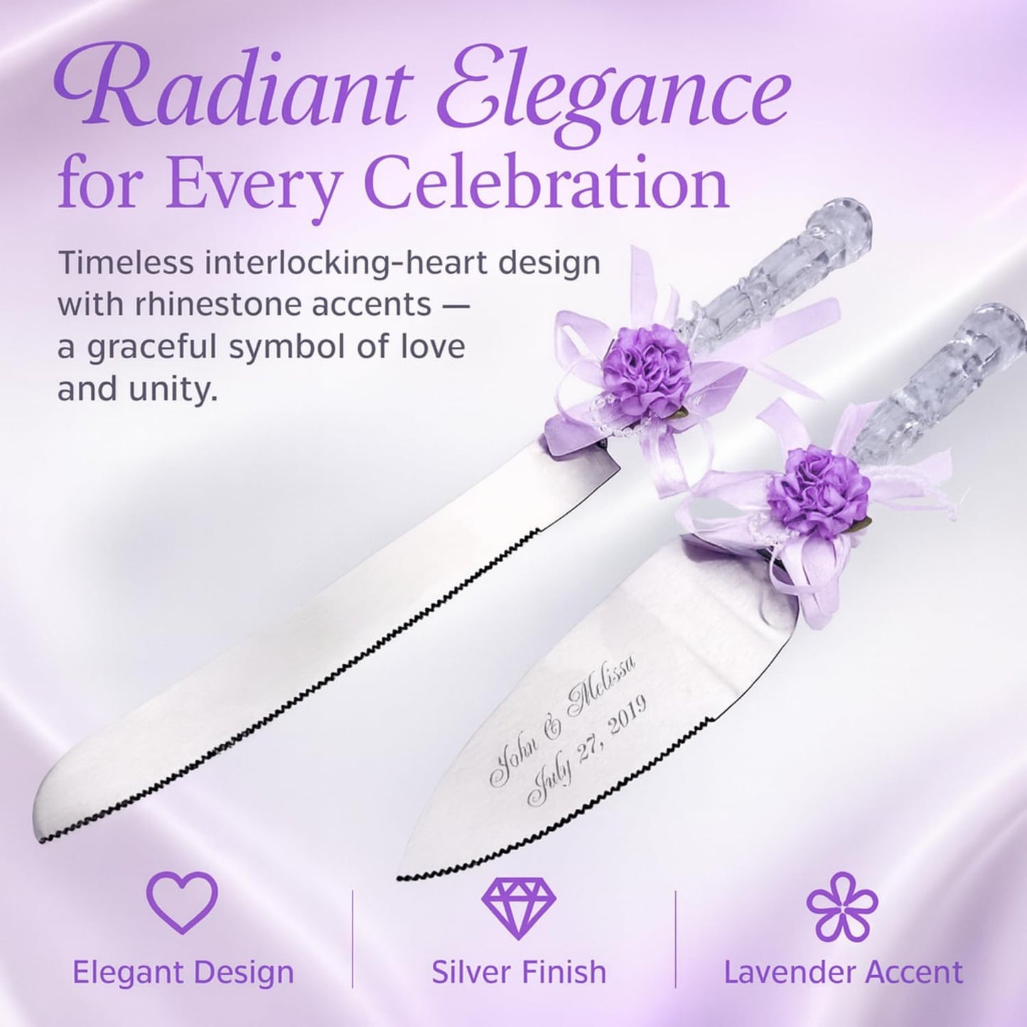 GIFTS INFINITY Personalized Wedding Cake Knife and Server Set with Engraving – Cake Cutting Utensil Set, Keepsake Gift for Wedding, Anniversary, Reception, Birthday & Other Occasions (CH-101WB)