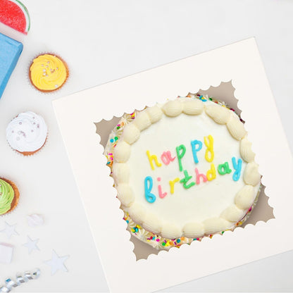 Cake Boxes with Window and Cake Boards, 8 x 8 x 8 Inches, 3 Pack, Disposable Bakery Containers for Wedding, Birthday, Party (8 inch)