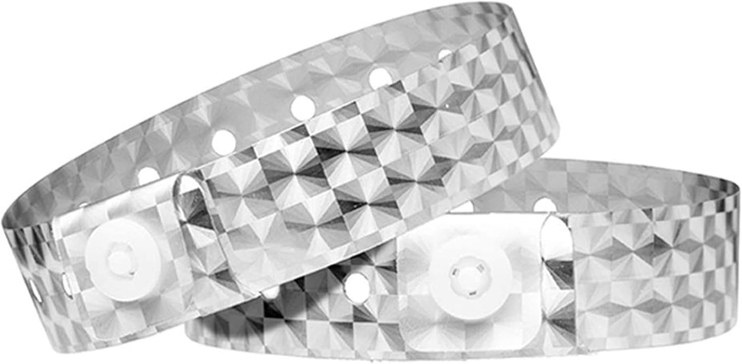 OUCHAN Holographic Plastic Wristbands Gold - 100 Pack Wristbands For Events Parties