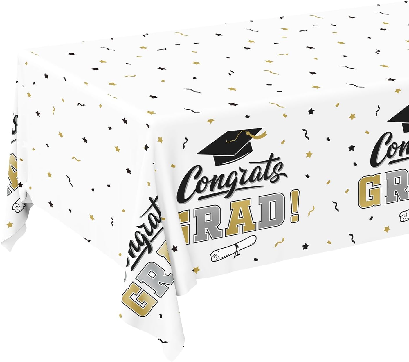 Gatherfun Graduation Party Decorations, Gongrats Grad Tablecover for Graduation Party Supplies, 3 pcs Green Table Cloths, 54"x108"