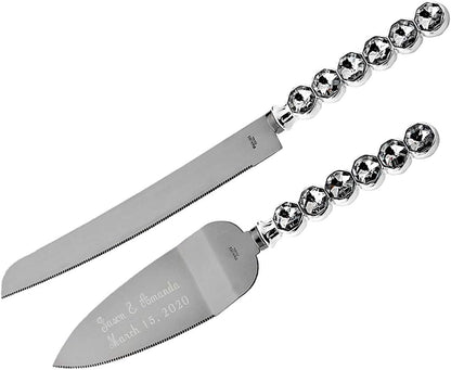 GIFTS INFINITY Personalized Wedding Cake Knife and Server Set with Engraving – Cake Cutting Utensil Set, Keepsake Gift for Wedding, Anniversary, Reception, Birthday & Other Occasions (CH-101WB)