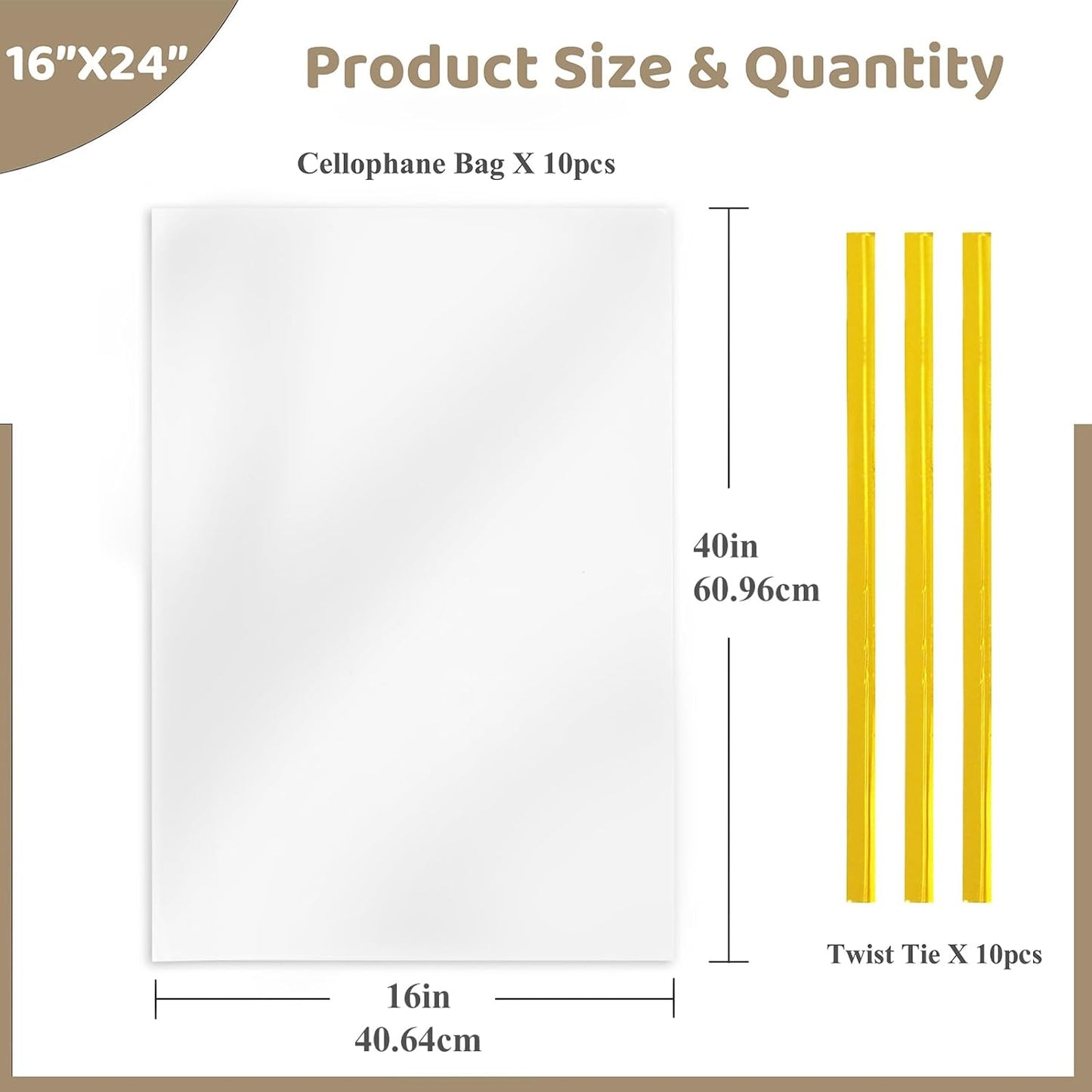 WIKDAY Cellophane Bags 100 PCS 6x10 Inches Clear Gift Gags with Ties Plastic Treat Party Favor Candy Bags for Gift Giving, Packaging Snack, Products