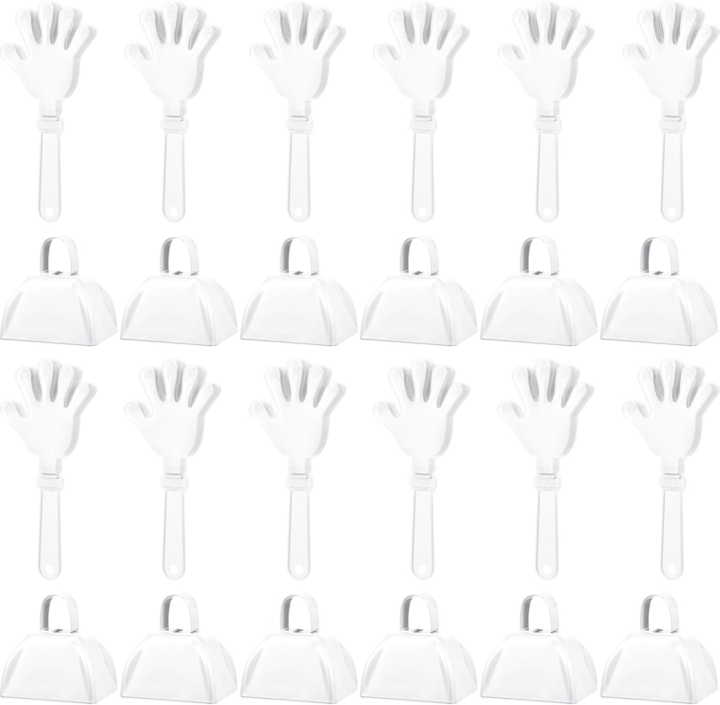 24 Pcs Hand Clappers and Metal Cowbells Noise Makers Cheering Clappers Cow Bells Handle Cheers Dance Basketball Football Noise Makers Sporting Events Graduation School Sports Party (Purple)