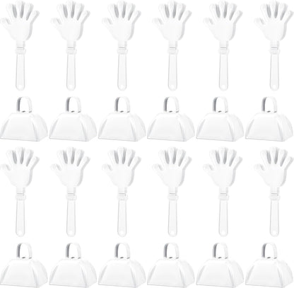 24 Pcs Hand Clappers and Metal Cowbells Noise Makers Cheering Clappers Cow Bells Handle Cheers Dance Basketball Football Noise Makers Sporting Events Graduation School Sports Party (Purple)