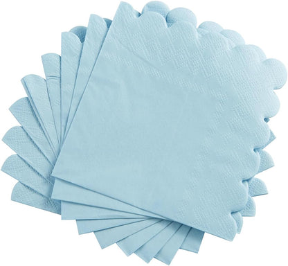 100 Pack Cocktail Napkin 2-Ply Scalloped Edged Dessert Napkins Folded 5 x 5 Inches Disposable Napkins for Dinner Wedding Birthday Party Bridal Anniversary Reception Event (Pink)