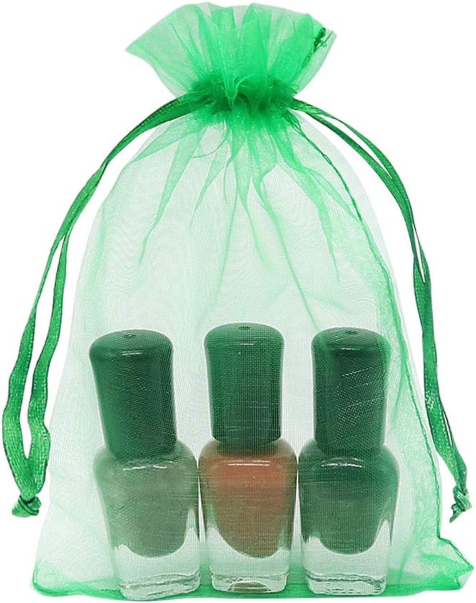 HRX Package 100pcs White Organza Bags, 4x6 inch Mesh Bags Drawstring Gift Bags Jewelry Pouches for Candy Wedding Favors Christmas