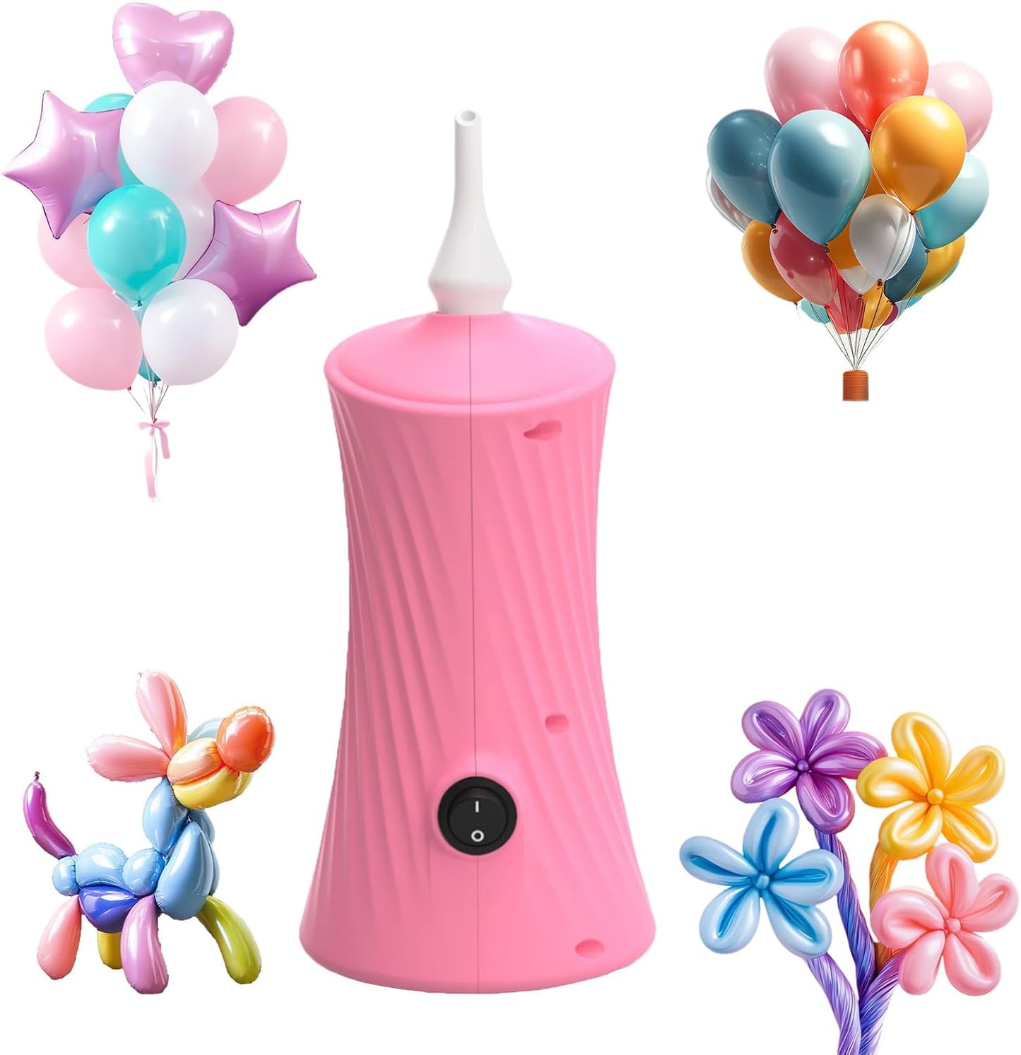 Balloon Pump Electric - Portable Air Balloon Pump for Long Balloons, Balloon Blower Inflator Machine for Twisty, Animal Classic Round, Foil, Latex Balloons