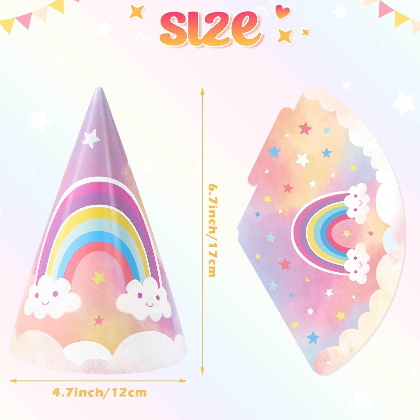 WERNNSAI Birthday Party Hats - 12 Pcs Birthday Party Supplies Cone Hat Headbands Colorful Paper Party Hats for Kids