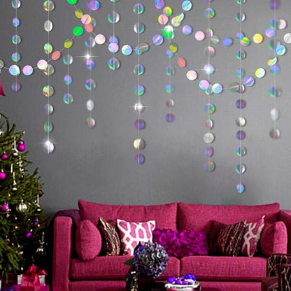 Cheerland Iridescent Party Decorations Holographic Circle Garlands Disco Theme Birthday Decorations Bachelorette Hanging Streamers Banner Graduation Decor New Year Bachelorette Euphoria Party Supplies