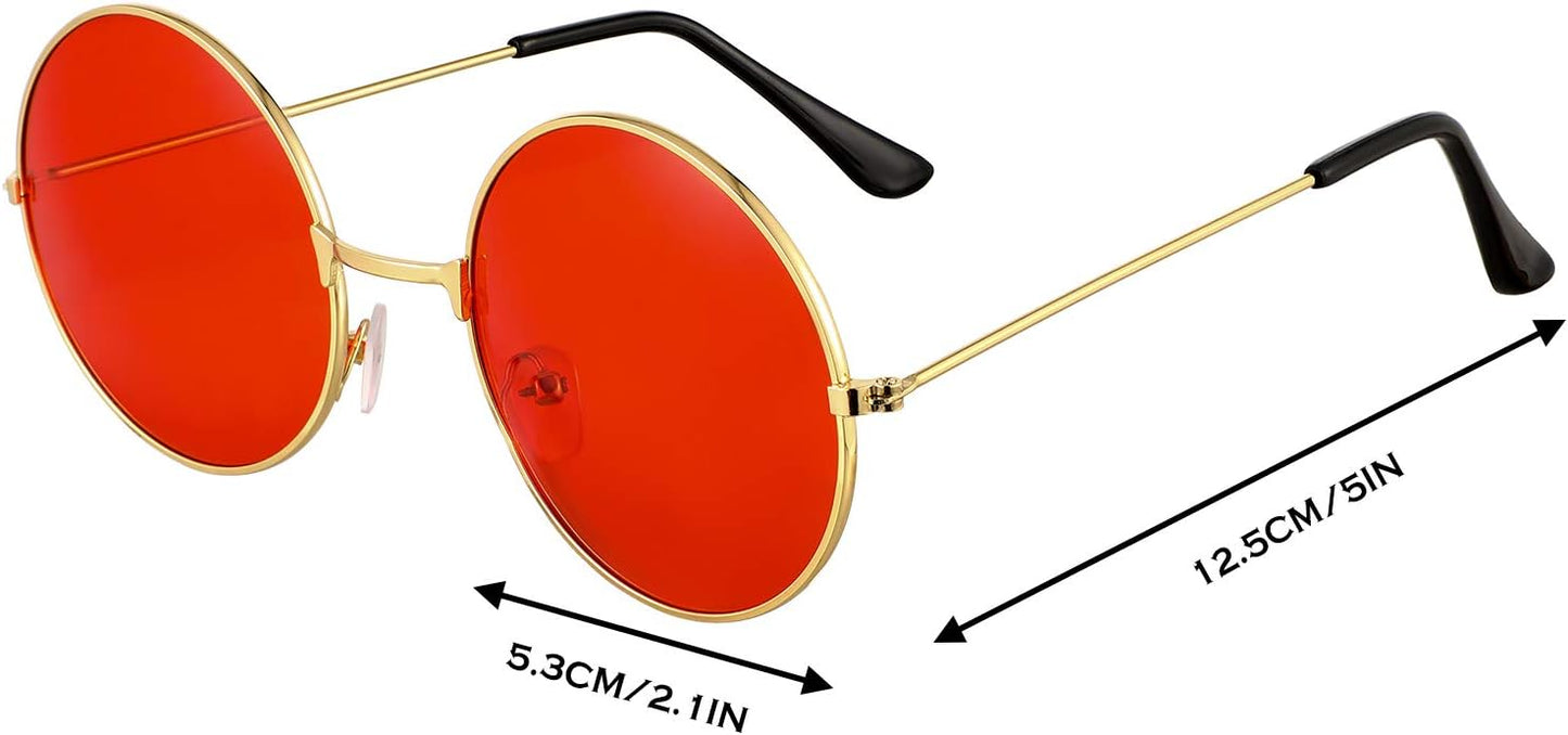16 Pairs 60s 70s Hippie Circle Glasses Colorful Glasses for Women Men Costume Party Favor(Rainbow Color Set)