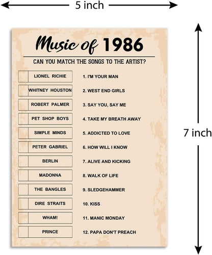 QUPT 40th Birthday Party Games, Movies in 1986 Games, Birthday Party Supplies for Adults, Fun 1986s Party Game，Pack of 30 Cards