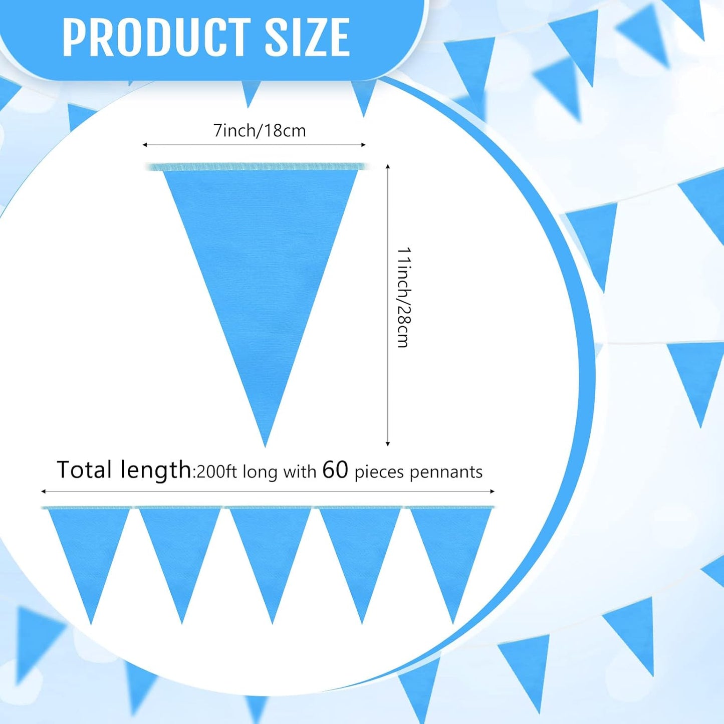 Tatuo 200 Feet Solid Pennant Banners Flags String Triangle Hanging DIY Bunting Flags Party Decorations for Grand Opening Party Banners for Kids Birthday, Shops (White)