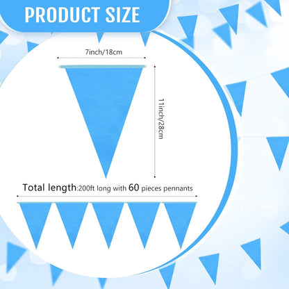 Tatuo 200 Feet Solid Pennant Banners Flags String Triangle Hanging DIY Bunting Flags Party Decorations for Grand Opening Party Banners for Kids Birthday, Shops (White)