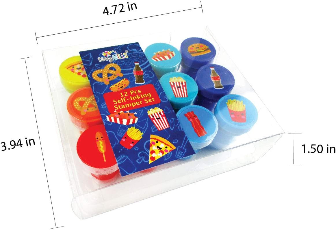 TINYMILLS 12 Pcs Cute Cartoon Food Stamp Kit for Kids Multicolored