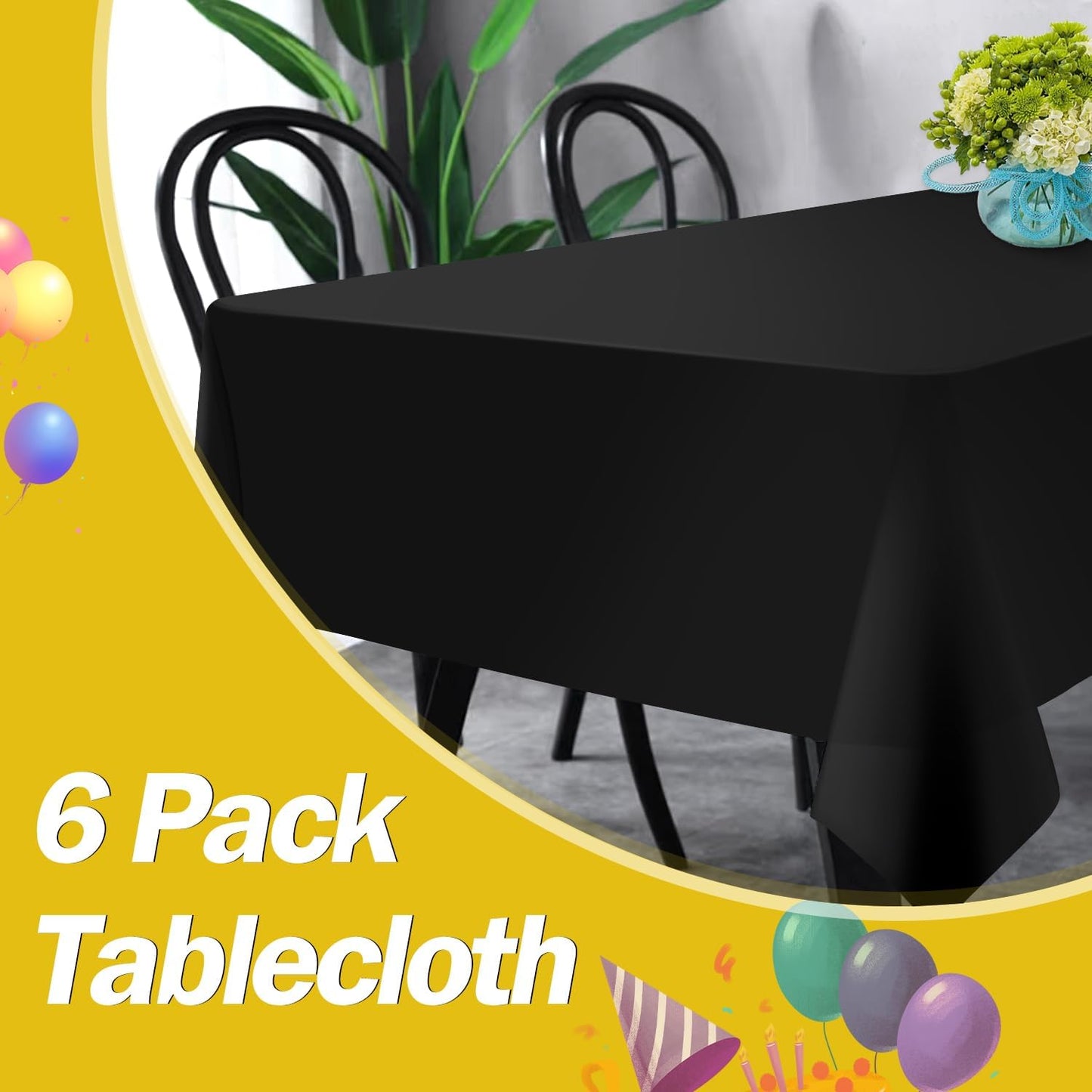 tujol Royal Blue 6 Pack Plastic Table Cloth 54" x 108", Disposable Tablecloths Rectangle Table Cover, Plastic Tablecloths for Parties