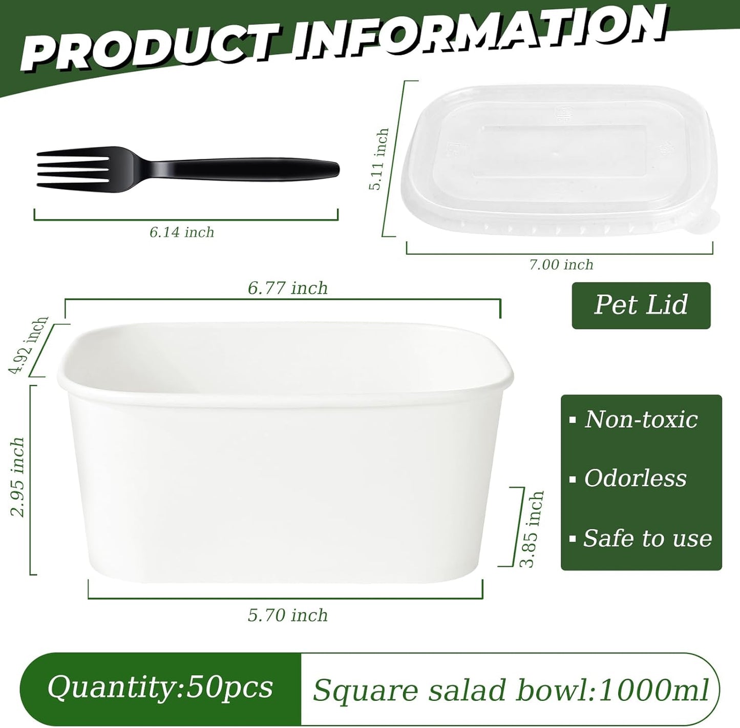 50-Pack 29oz Disposable Kraft Paper Bowls【with Lids and Forks】,Meal Prep Containers Disposable Togo Food Deli Containers for Restaurant Supplies Take Out Containers, Microwave Safe for Hot/Cold Food