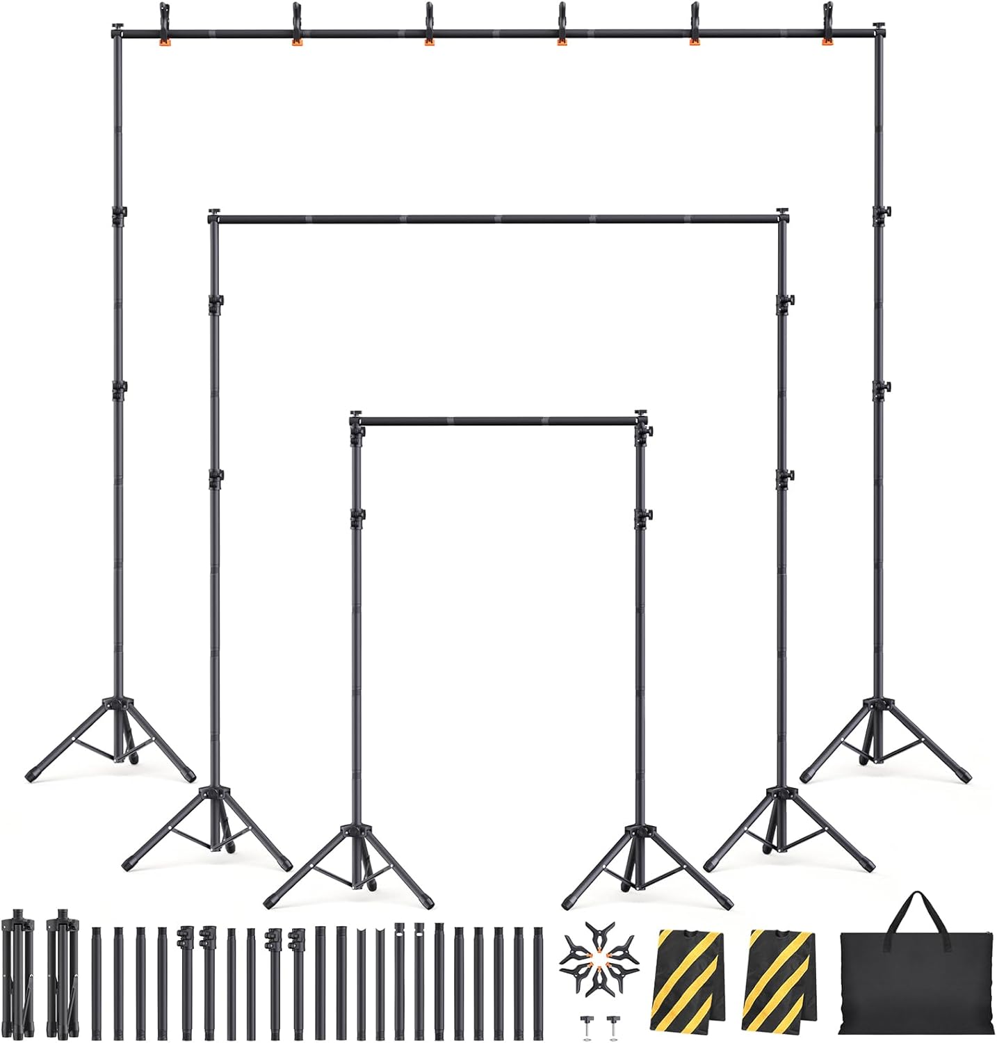 Backdrop Stand Kit - 6 Widths, 10x7.5ft Adjustable Background Stand for Parties & Studio Photography