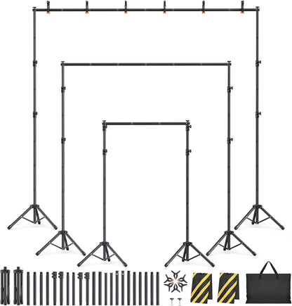 Backdrop Stand Kit - 6 Widths, 10x7.5ft Adjustable Background Stand for Parties & Studio Photography