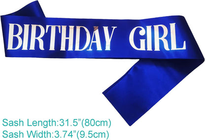 Birthday Girl Sash, Pink Foil White Birthday Sash for Girl Sweet 16th 18th 20th 21st 30th Fun Birthday Party Gifts Favors Decorations