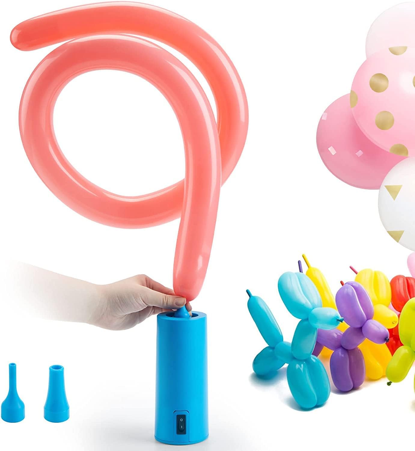 Electric Balloon Air Pump - Portable Inflato Blower for All 260 Balloons, Great for Long Animal Balloon Foil Balloons Inflator Pump for Event & Party Decoration(Sky Blue)