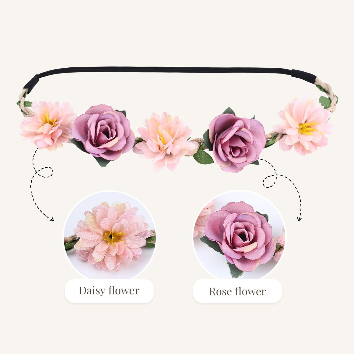 Women Headpieces Collection Accessories - 6 PCS Boho Hair Wreaths, Flower Crowns, Tiaras for , Brides, Bridesmaids, Flower Girls, Weddings