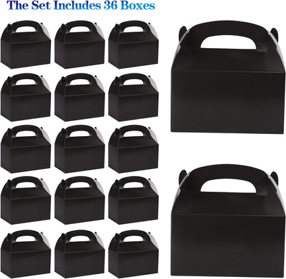 DjinnGlory 36 Pack White Party Favor Treat Boxes with Handle, DIY Paper Boxes for Baby Shower, Birthday, All Occasion, Small Gable Boxes for Small Business 6.18 x 3.58 x 3.38 Inches