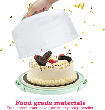 Cake Carrier with Lid and Handle, Fit 10’’ Cake Stand with Lid, Cake Transport Storage Container, Cake Containers Cover Stand with Lids, 3 Secure Side Closures (Pink)