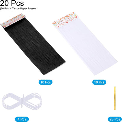 MECCANIXITY 20Pcs Light Blue Tassel Garland Banner with Rope Tissue Paper Tassels Party DIY Kits for Anniversary Wedding Birthday Party