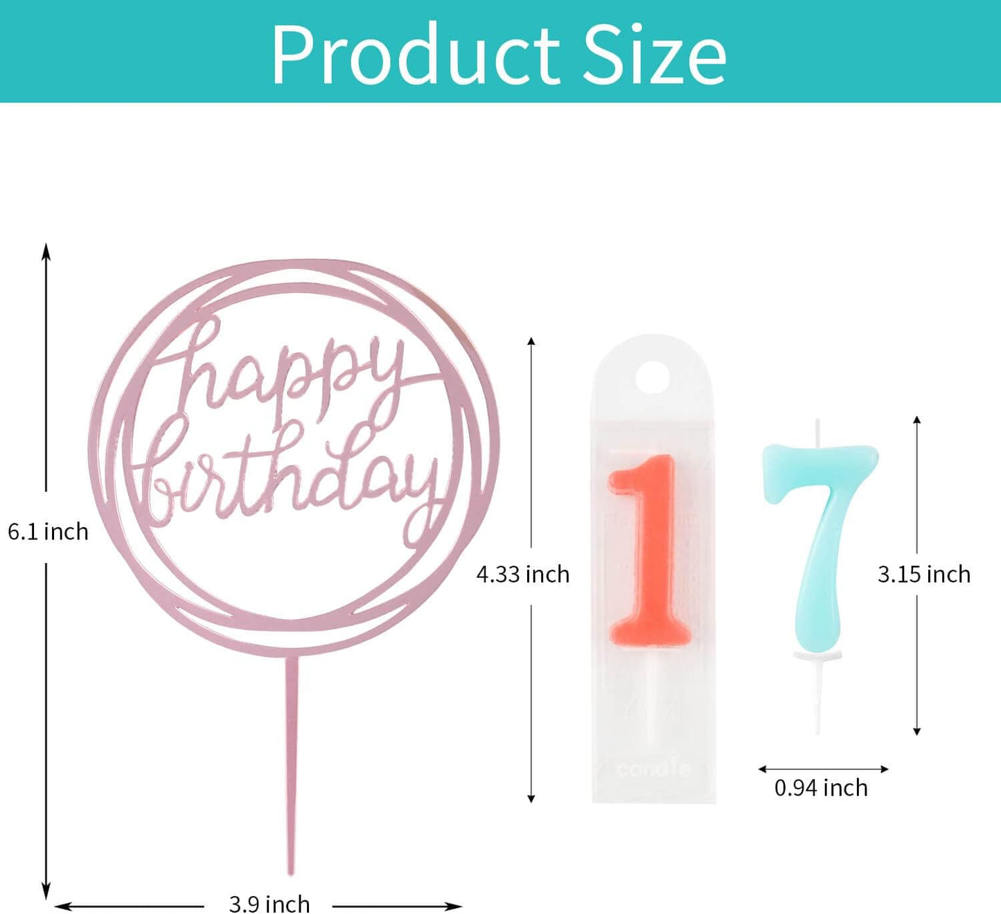 10-Piece Number Birthday Candles - Glitter Cake Toppers for Birthday & Wedding Parties