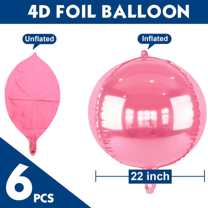 Metallic Gold Round Foil Balloons, 22" Large 4D Sphere Mylar Ball Balloons 6PCS, for Graduation Prom Birthday Wedding Anniversary Disco Party Decorations