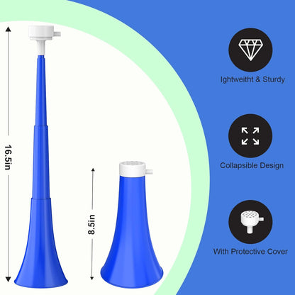 Collapsible Stadium Horn, Vuvuzela Plastic Blow Horns, Team Cheering Spirit Accessories Noisemakers, Foldable Trumpet Noise Makers for Sporting Events, Football Soccer Games, School Party Supply