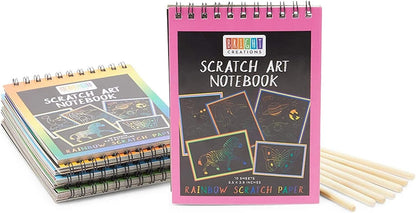 8 Pack Rainbow Scratch Paper Pads for Kids with Wooden Styluses, 10 Sheets (5.5 x 3.9 In)