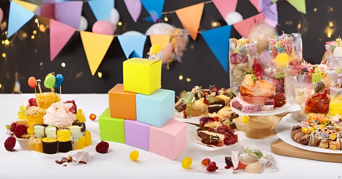Oletx 24 Pcs Colorful Paper Gift Boxes, Small Candy Boxes Bulk, 3x3x3 inch Gift Box with Lids, Goodie Treat Boxes for Party Favors, Birthday Gifts, Wedding Gifts