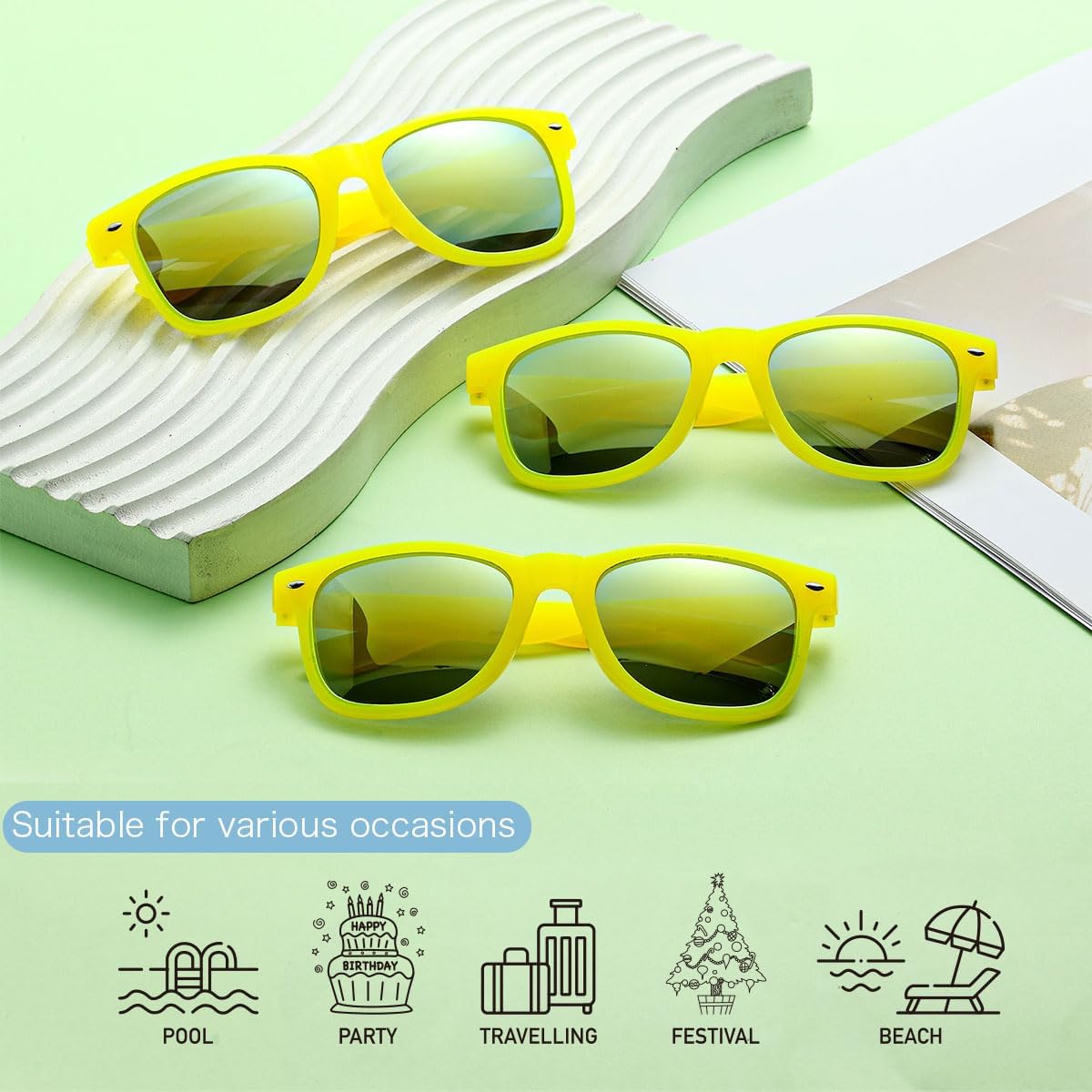 Party Sunglasses Bulk - Adult Retro Plastic Pack of 12 Vintage Sunglasses for Men Women - Party Favors