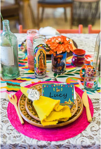 Fiesta Place Cards - Cinco de Mayo Mexican Themed Party Supplies Food Tents and Food Labels Decorations, Baby Shower Party Supplies(24pcs)