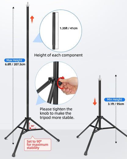 HEMMOTOP T Shape Backdrop Stand, 8x6.8ft(HxW) Portable Photo Background Stand Kit for Parties, Green Screen Stand Only with 5 Spring Clamps and Carrying Case, Banner Holder for Photoshoot, Photography