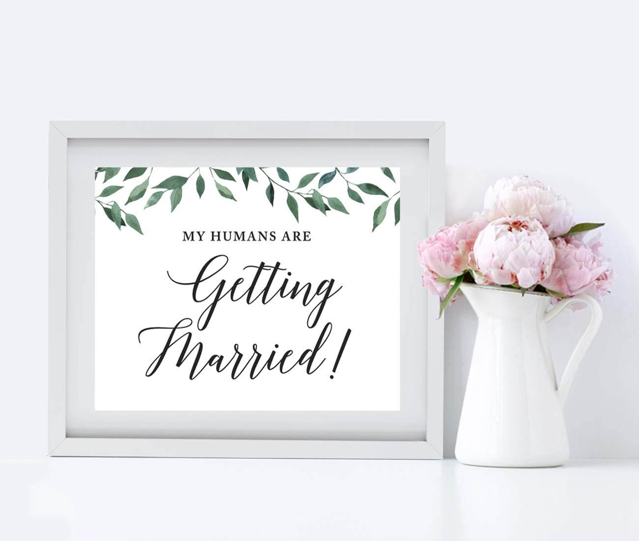 Andaz Press Wedding Party Signs, Natural Greenery Green Leaves, 8.5x11-inch, Bridal Shower Scavenger Hunt, 1-Pack - Colors D