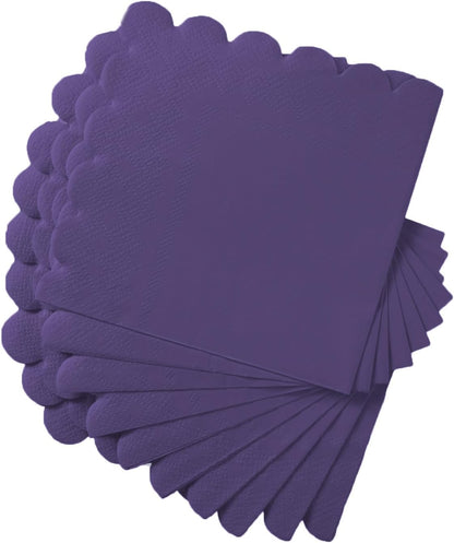 100 Pack Cocktail Napkin 2-Ply Scalloped Edged Dessert Napkins Folded 5 x 5 Inches Disposable Napkins for Dinner Wedding Birthday Party Bridal Anniversary Reception Event (Pink)