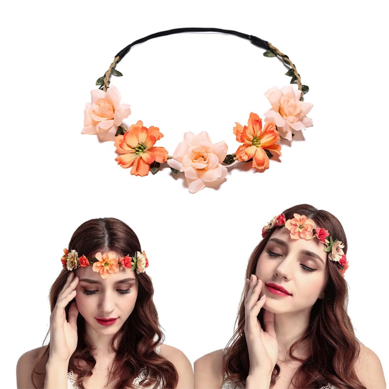 Women Headpieces Collection Accessories - 6 PCS Boho Hair Wreaths, Flower Crowns, Tiaras for , Brides, Bridesmaids, Flower Girls, Weddings