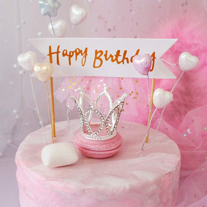 2Pcs Mini Infant Crown Baby Princess Tiara Cake Topper Crystal Rhinestone Small Gold Cupcake Crown for Newborn Photo Prop Royal Prince Themed Birthday Wedding Christmas Party Decorations