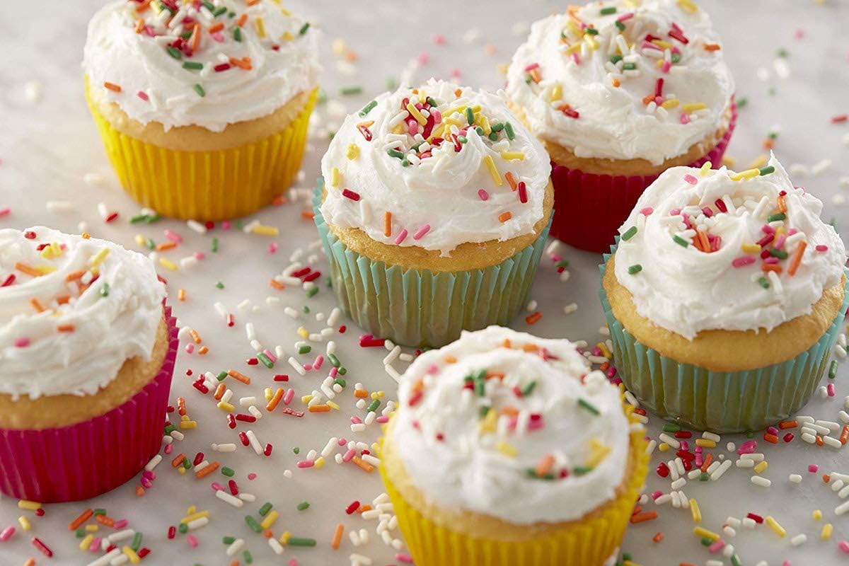 Gifbera Bright Rainbow Standard Cupcake Liners Solid Colorful Paper Baking Cups 400-Count