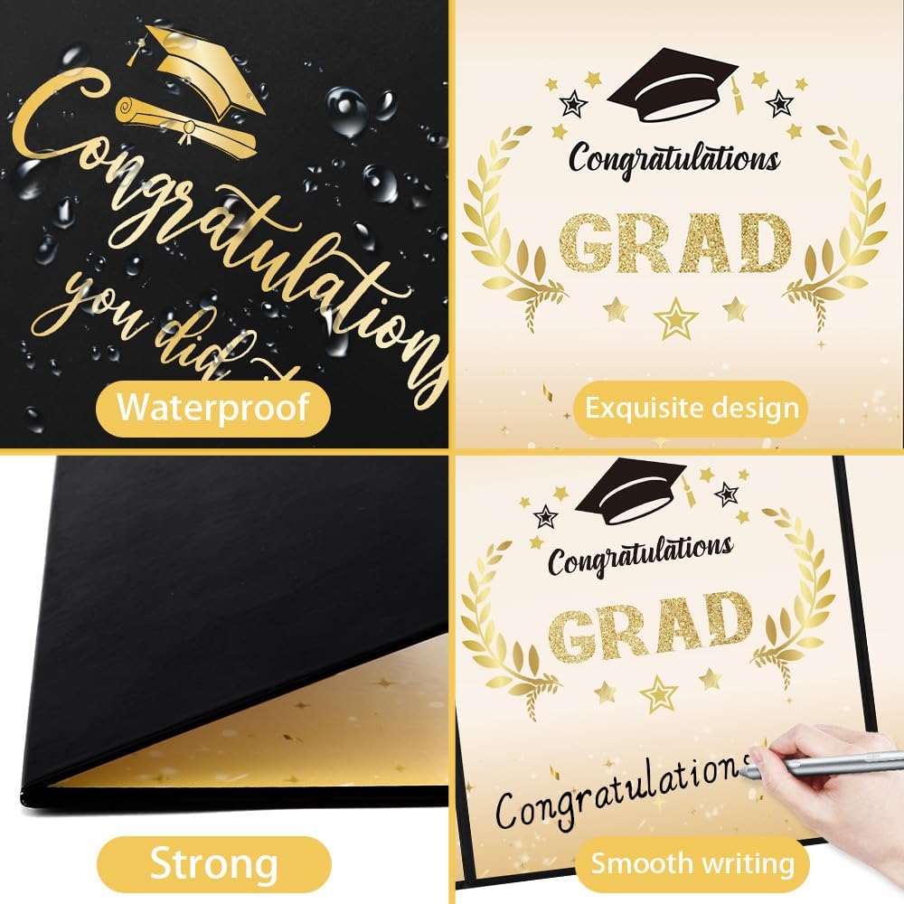 Graduation Guest Book Party Decorations-Blue Gold Graduation Guest Book Alternative Graduation Signature Congrats for 2026 College High School Graduation Party Decorations Unique Graduation Gifts