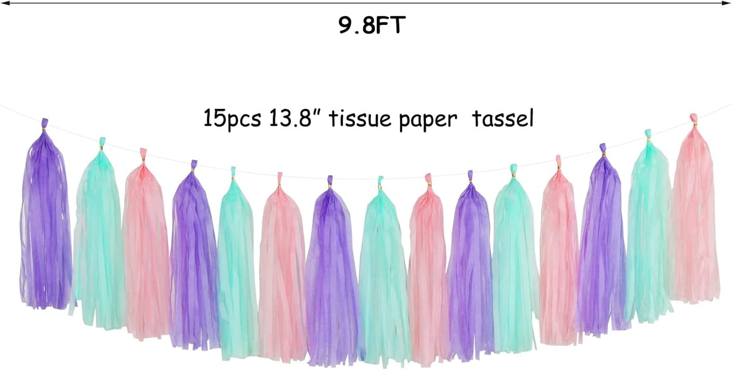 Navy-Blue White-Silver Tassel Garland Streamers - 15pcs Party Decorations Tissue Paper Tassels Banner,Graduation 2025 Wedding Baby Bridal Shower Hanging Decoration Boy Birthday Backdrop Decor Panduola