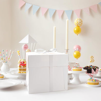 VGOODALL 10 Pack Cake Boxes, 10x10x8 Inches Cake Containers with Window, White Bakery Boxes with Lids for Birthday Party Wedding