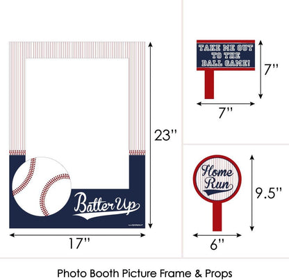 Big Dot of Happiness Batter Up - Baseball - Birthday Party or Baby Shower Selfie Photo Booth Picture Frame & Props - Printed on Sturdy Material