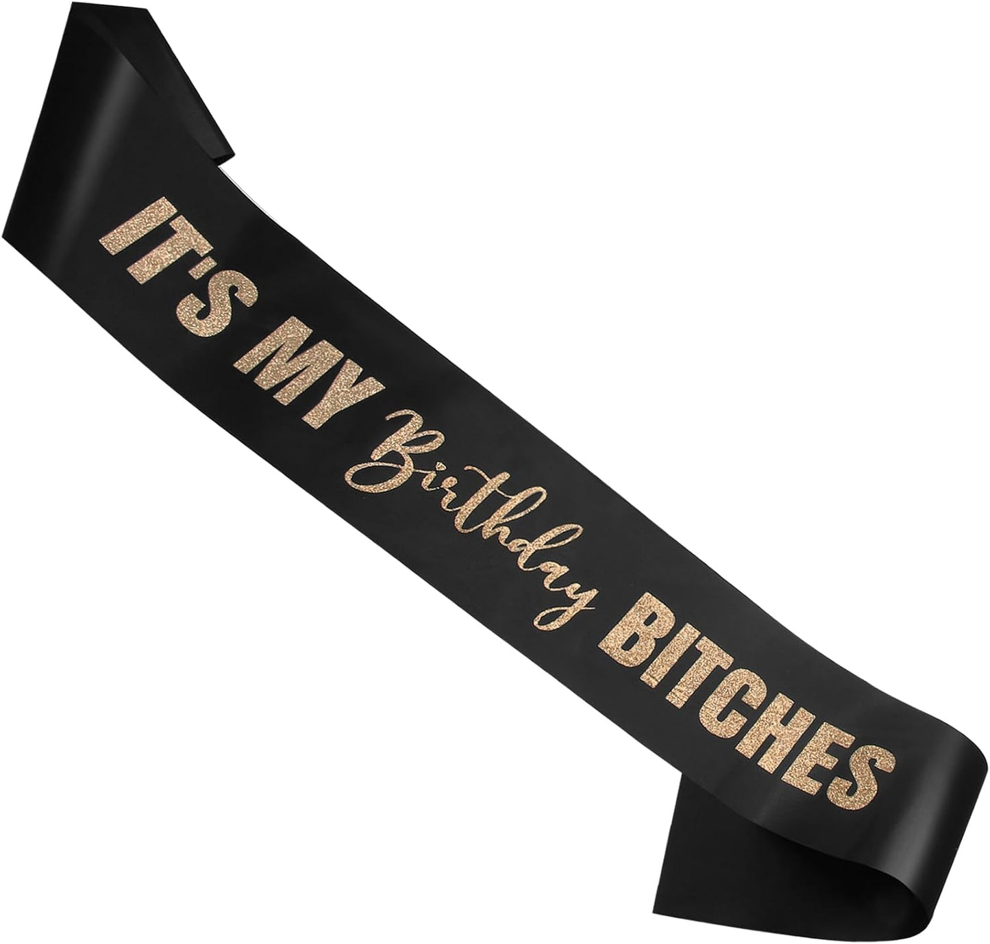 RUDONG M It's My Birthday Bitches Sash - Black Birthday Sash with Rose Gold Glitter for Women & Girls | Sweet 16/18th/21st/30th/40th/50th/60th/70th, All-Age Celebration Party Decor