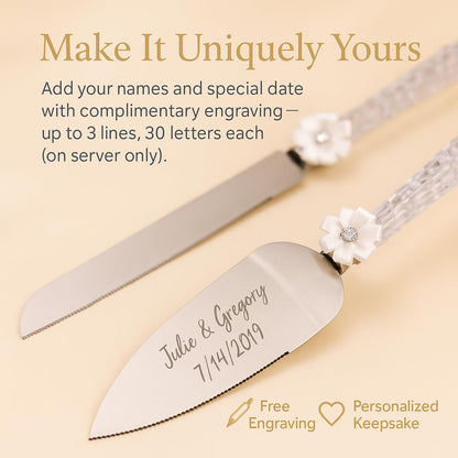 GIFTS INFINITY Personalized Wedding Cake Knife and Server Set with Engraving – Cake Cutting Utensil Set, Keepsake Gift for Wedding, Anniversary, Reception, Birthday & Other Occasions (CH-101WB)