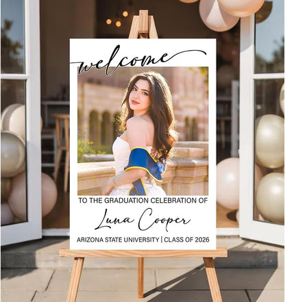 Graduation Party Welcome Sign, Custom Photo Grad Party Sign, Personalized High School & College University Grad Decoration #4